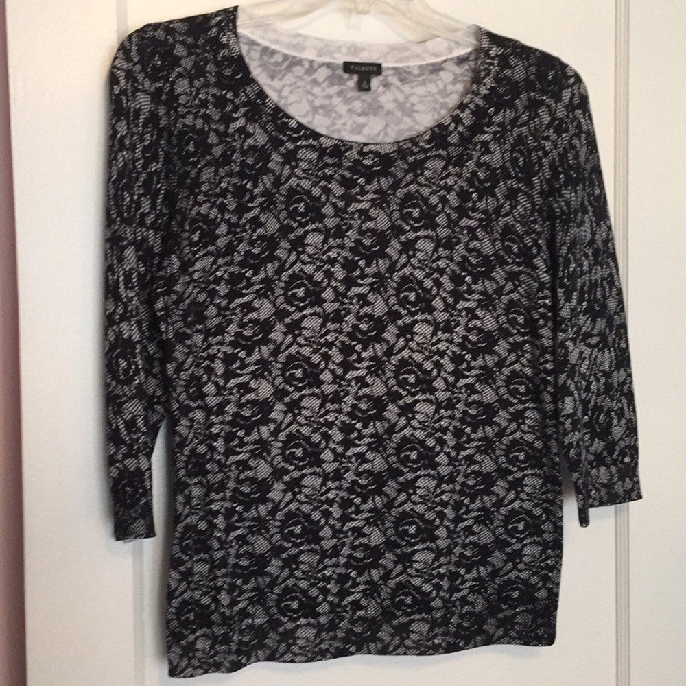 Talbots lace print top